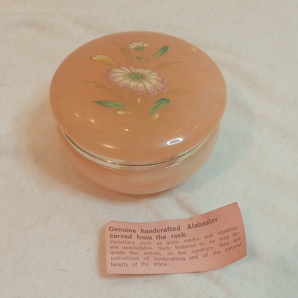Elegant Peach Alabaster Floral Box
